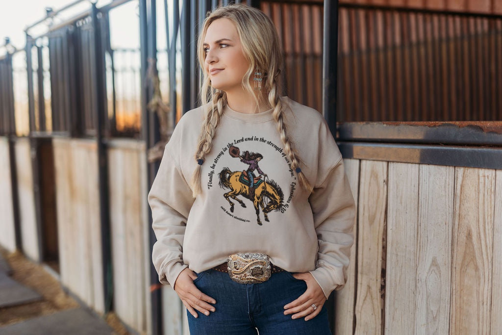 Cowgirl Ephesians 6:10 Crewneck Sweatshirt