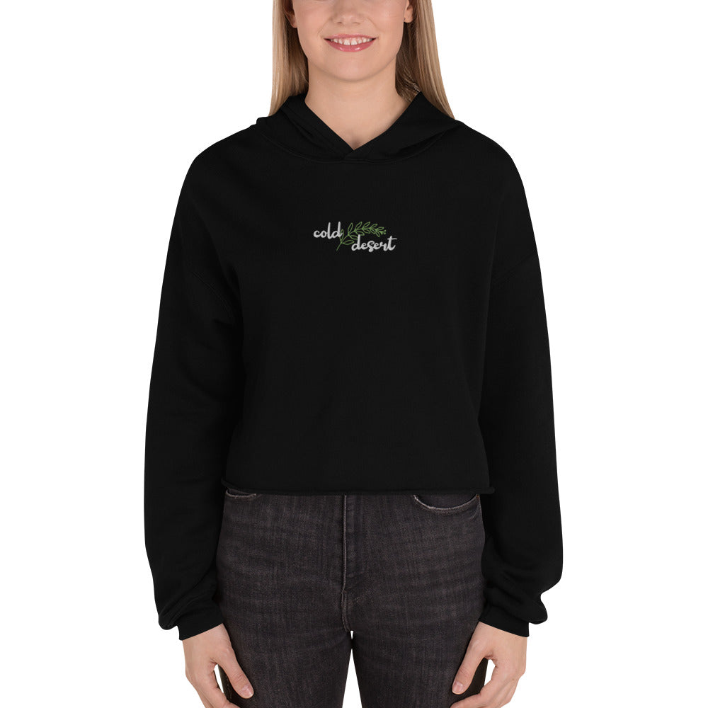 Simple Leaf Embroidered Women’s Crop Hoodie