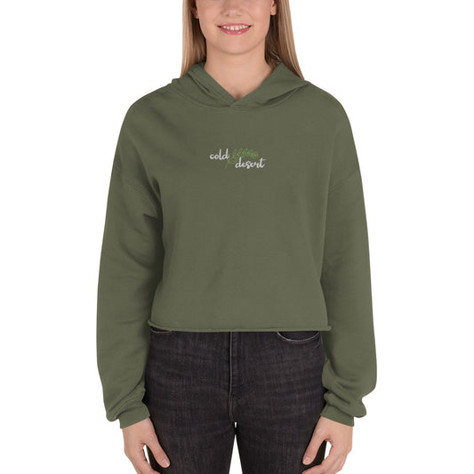 Simple Leaf Embroidered Women’s Crop Hoodie