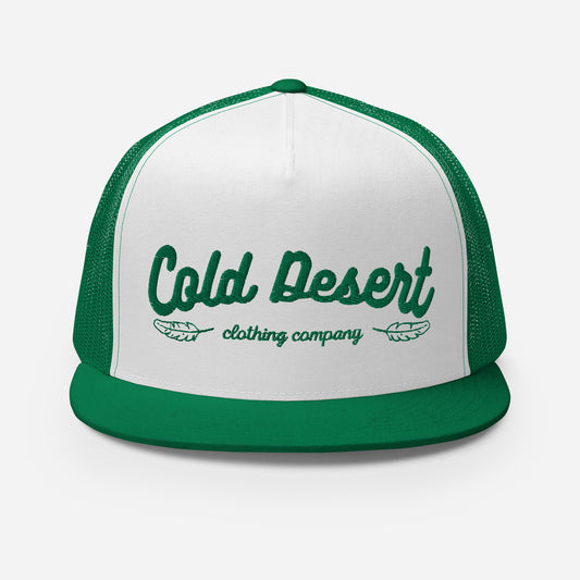 Green Cold Desert Feather Trucker Cap