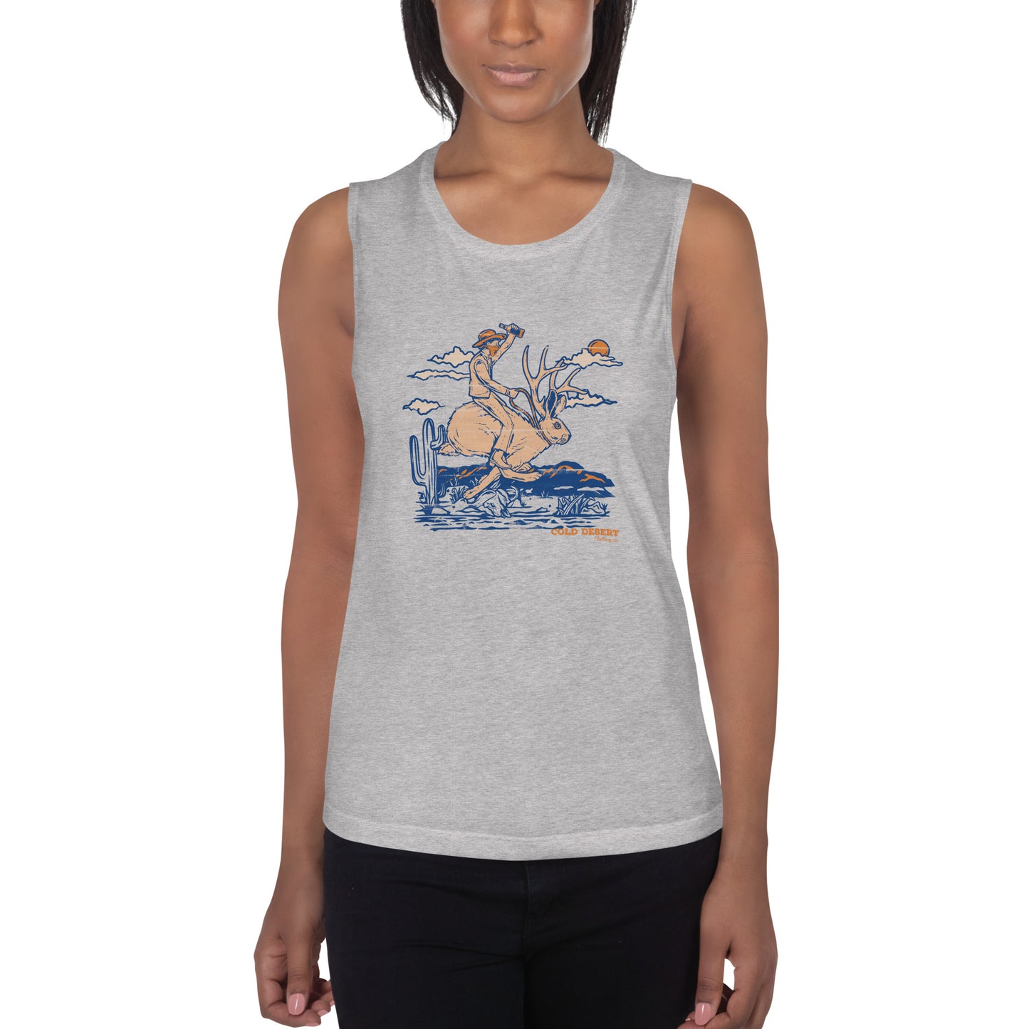 Desert Jackalope Ladies Muscle Tank