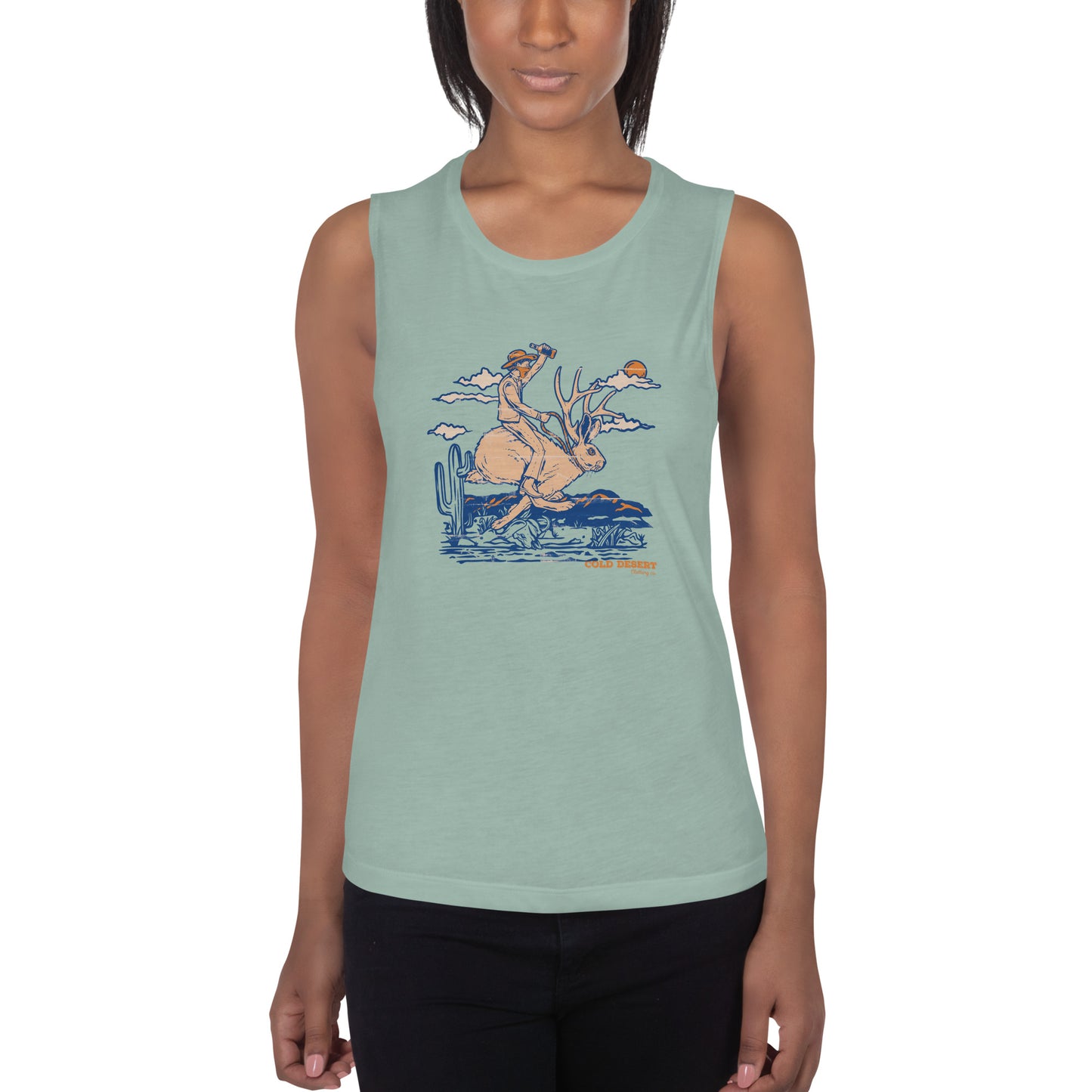 Desert Jackalope Ladies Muscle Tank